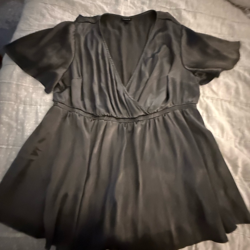 Torrid Charcoal Gray Wrap Style Blouse